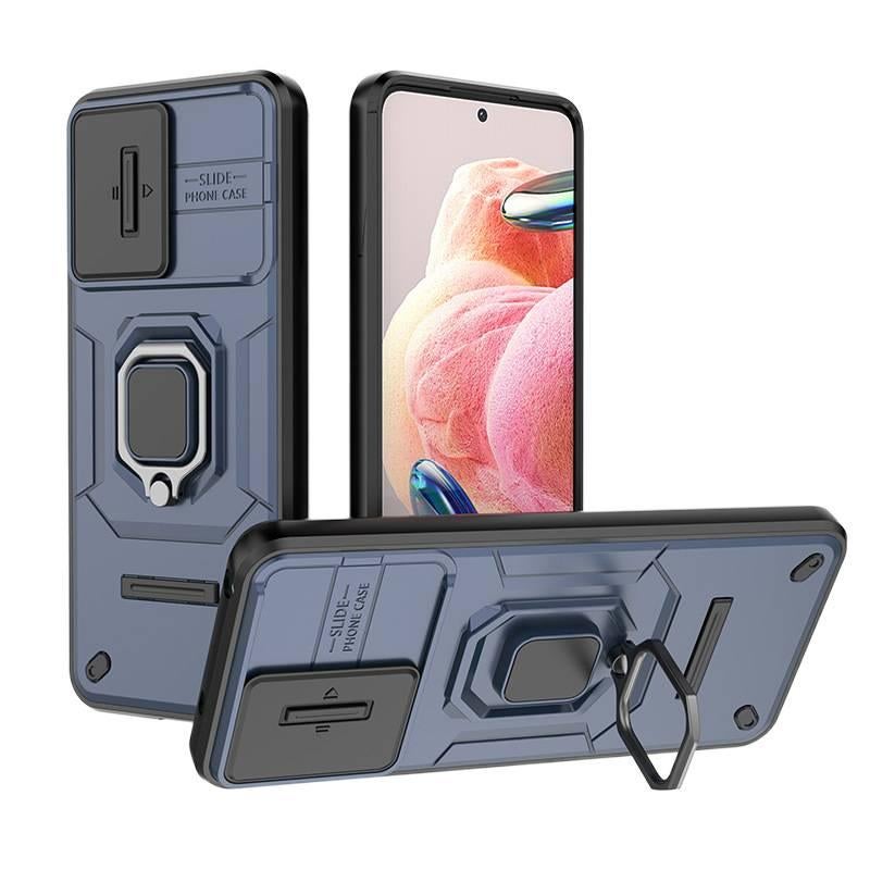 BB غطاء واقي بTPU+PC لـ Redmi Note 15 مع مقاوم للصدمات وحماية من السقوط مع مقاوم للصدمات مع حامل قابل للطي مع مقاوم للخدش باللون أزرق بوظيفة حامل من مادة TPU باللون الأزرق باللون الأ. - Image 1