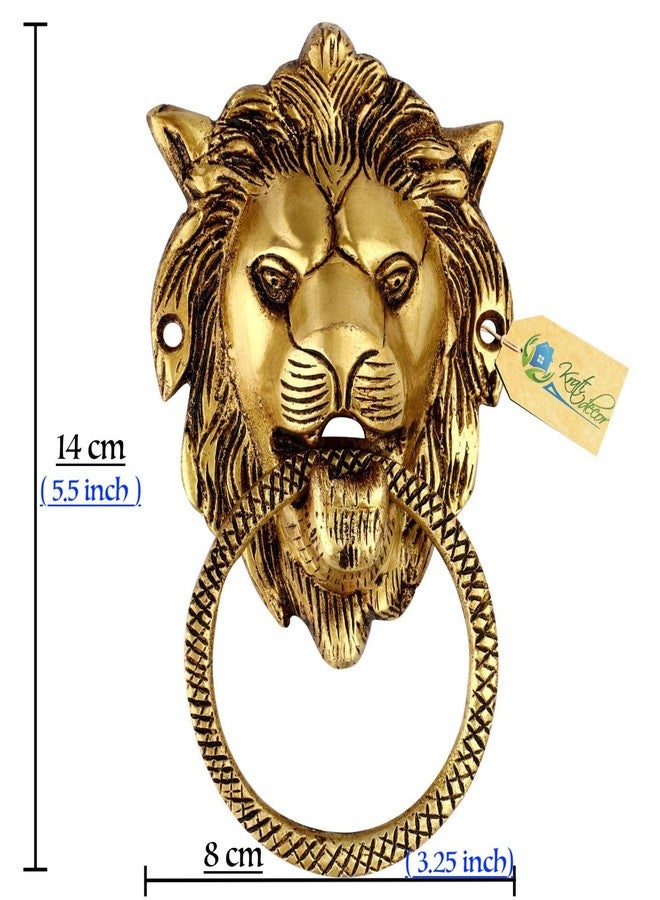 Kratidecor Lion Mouth Brass Home Decor | Door Decor | Door Knocker with Antique Finish Set of 2 (Antique Brass) - Image 2