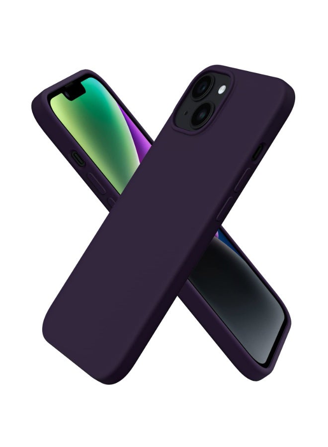 Compatible with iPhone 13/14 Case 6.1 Inch Slim Liquid Silicone 4 Layers Soft Gel Rubber Shockproof Protective Phone Case with Anti Scratch Microfiber Lining (Deep Purple) - Image 1