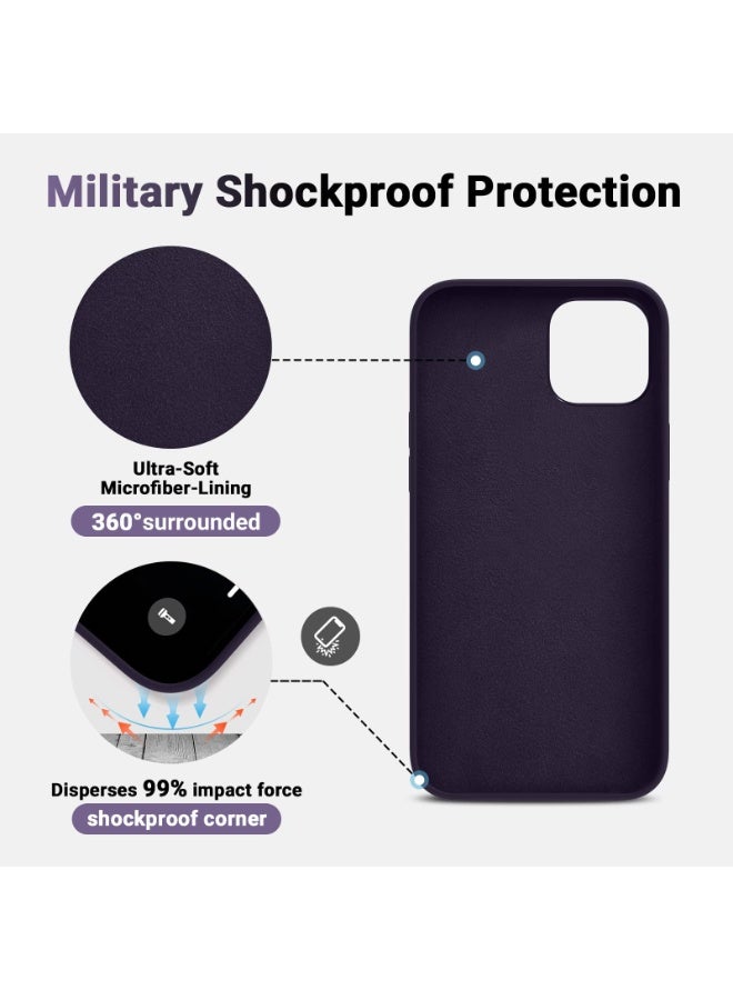 Compatible with iPhone 13/14 Case 6.1 Inch Slim Liquid Silicone 4 Layers Soft Gel Rubber Shockproof Protective Phone Case with Anti Scratch Microfiber Lining (Deep Purple) - Image 3