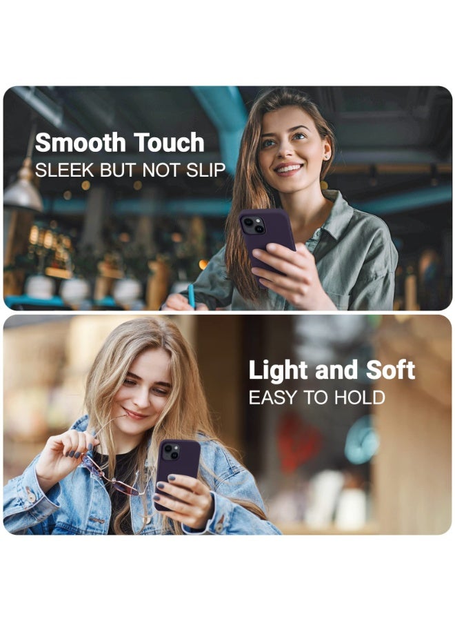 Compatible with iPhone 13/14 Case 6.1 Inch Slim Liquid Silicone 4 Layers Soft Gel Rubber Shockproof Protective Phone Case with Anti Scratch Microfiber Lining (Deep Purple) - Image 4