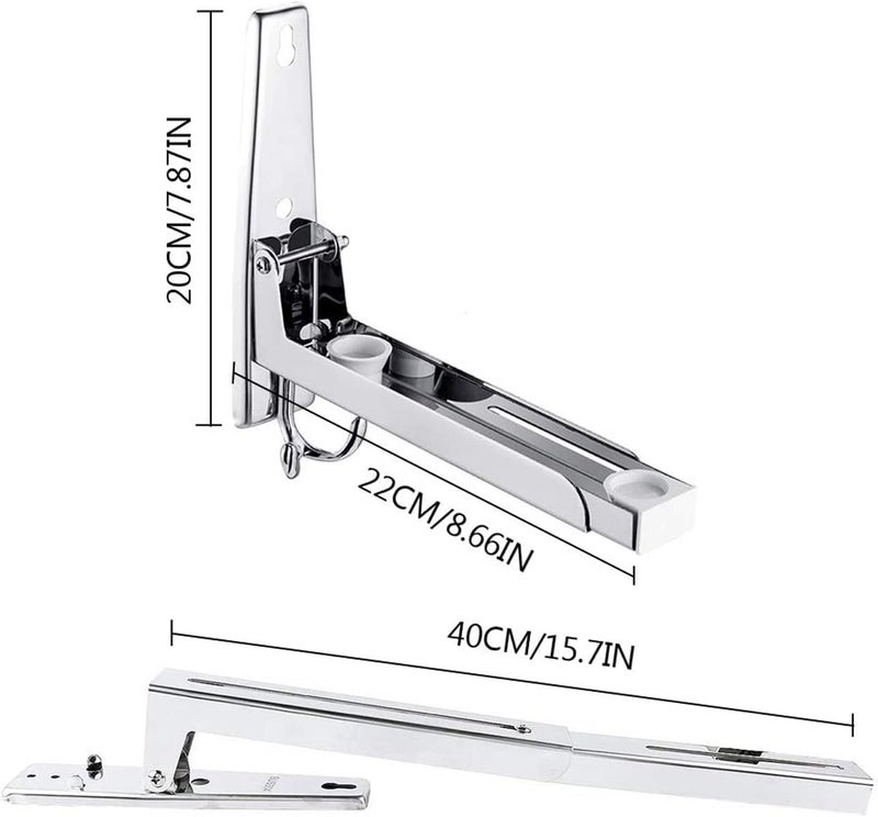 TERRIFI Microwave Shelf, Universal 304 Stainless Steel Oven Wall Mount Bracket Shelf Stretch Rack for Microwave Kitchen - Image 4