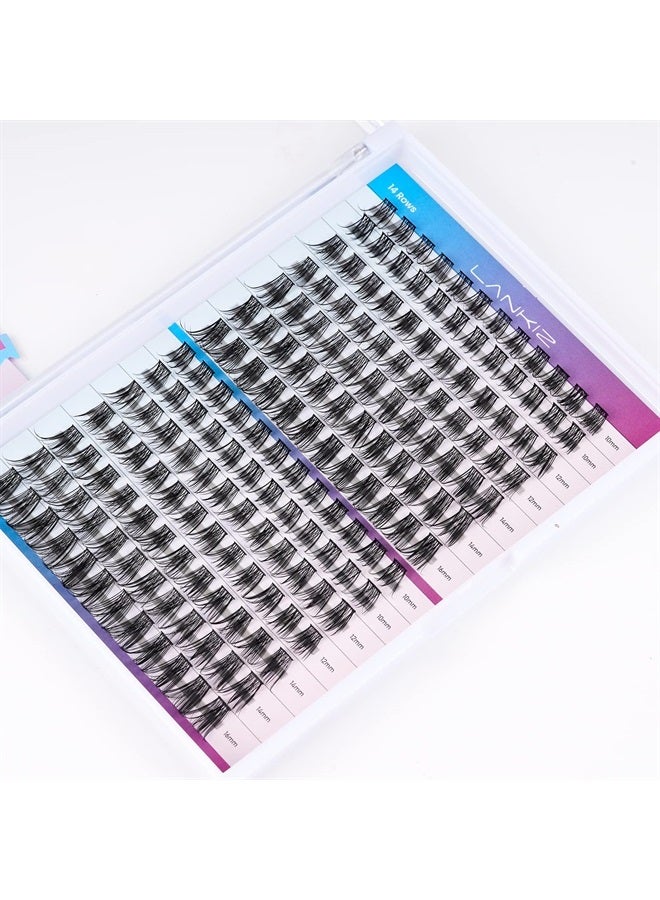LANKIZ DIY Eyelash Extensions,Individual Lash Extensions Clusters,168 Clusters, Soft and Lightweight 10-16mm Mix Resuale Wide Band Cluster Lashes for Home use (Common D curl) - Image 1