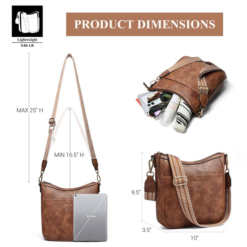 Mroede Crossbody Bags for Women Crossbody Purse for Women Vegan Leather Hobo Purses Shoulder Handbags with Detachable Strap for Daily Travel Work - Image 3