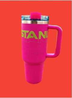 Cup Reverb Original Insulated Stainless Steel Travel Mug 40oz Large Tumbler with Reusable Straw and Spill Proof Lid Keeps Drinks Hot or Cold for Hours Perfect for Travel Office Gym and Daily Hydration Hot Magenta
