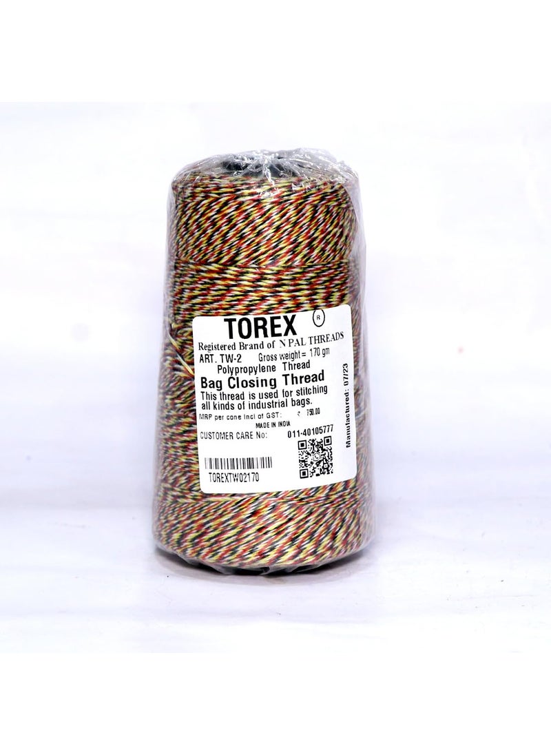 Torex TOREX� | Polypropylene 2 Ply 170 Gram Used for Stitching Unbreakable Bag Closing Thread TW-2 Yellow Multicolored (1)  - Image 1