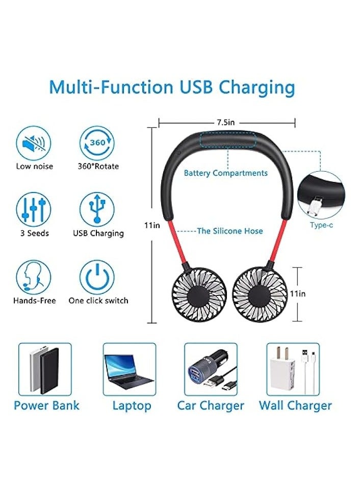 Green Tiger Neck Fan Portable Face Fan Personal USB Hands-Free Mini Wearable Sports Handheld Cooling Small New Fans Around Your Neck for Travel Office Room Household Outdoor, 300*190 - Image 5