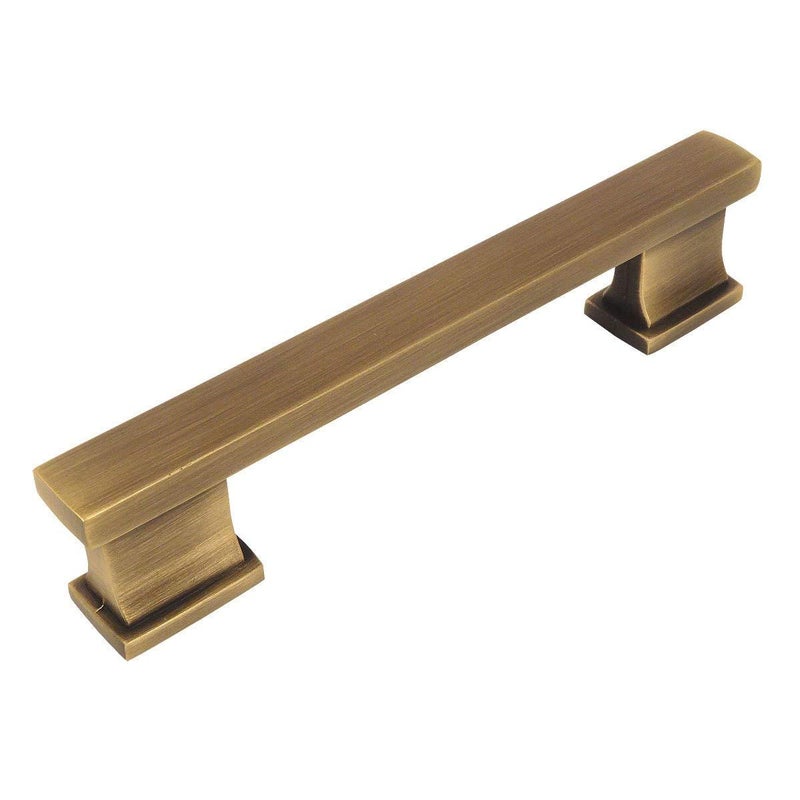 Cosmas 10 Pack 7024BAB Brushed Antique Brass Contemporary Cabinet Hardware Handle Pull 4 Inch 102mm Hole Centers