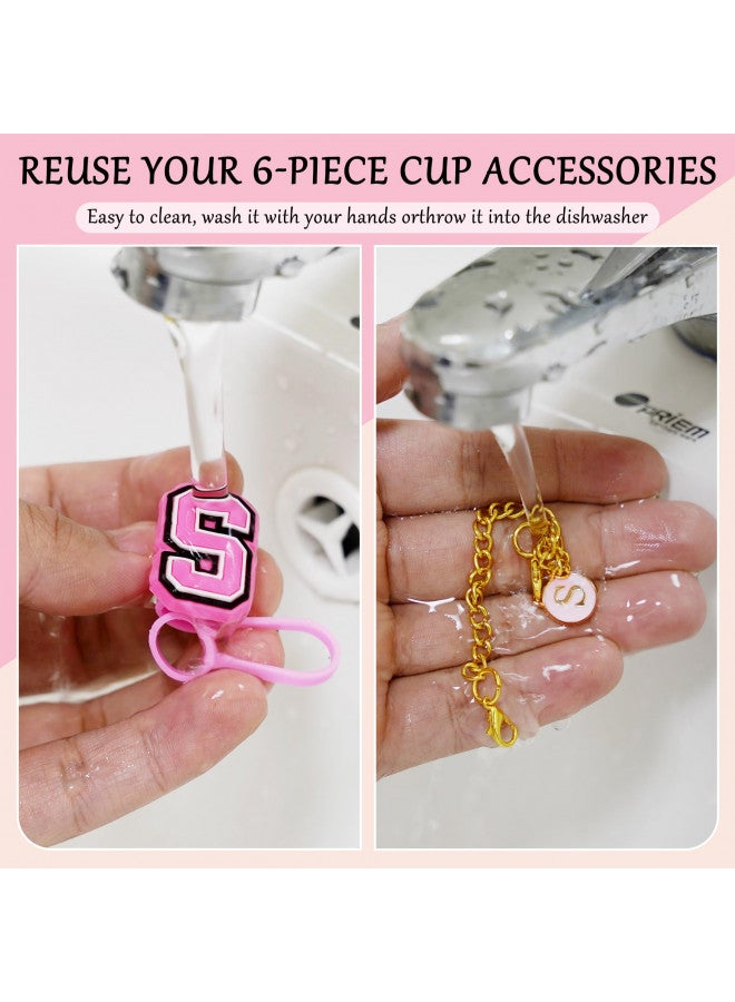 Lohca Stanley Straw Toppers & Charms for Stanley Cup Letter D Accessories - Cute Personalized Handle Charms with Initial Name ID + Straw Covers for 10mm Straw and 30&40 oz Tumbler Cup  - Image 3