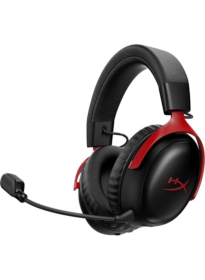 HyperX Cloud III S Wireless Gaming Headphones, 53mm Angled Drivers, Memory Foam Padding, Premium Leatherette Surface, Electret Condenser Microphone, Polar Pattern - Black/Red | A59Z0AA - Image 1