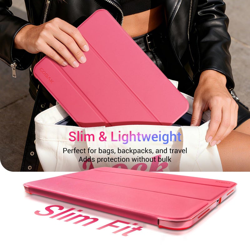 CoBak Case for iPad (A16) 11th Generation 11 Inch 2025, iPad 10th Generation 10.9 inch 2022, Slim Stand Protective Cover with Hard PC Translucent Back Shell Cover, Support Touch ID, Raspberry - Image 2