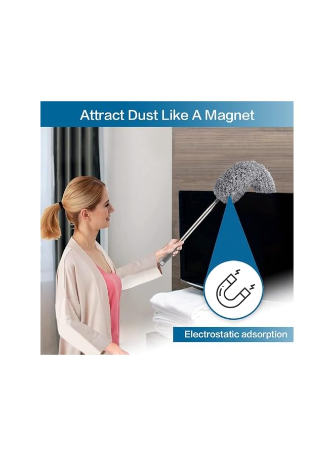 erorex Dusters for Cleaning High Ceiling Fan, Microfiber Duster with Extension Pole 30-100 Inches, Retractable Gap Dust Brush Cleaner Long Feather Duster for Cleaning Cobweb, Blinds, Furniture - Image 4