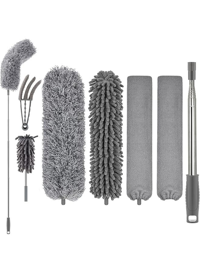 erorex Dusters for Cleaning High Ceiling Fan, Microfiber Duster with Extension Pole 30-100 Inches, Retractable Gap Dust Brush Cleaner Long Feather Duster for Cleaning Cobweb, Blinds, Furniture - Image 1