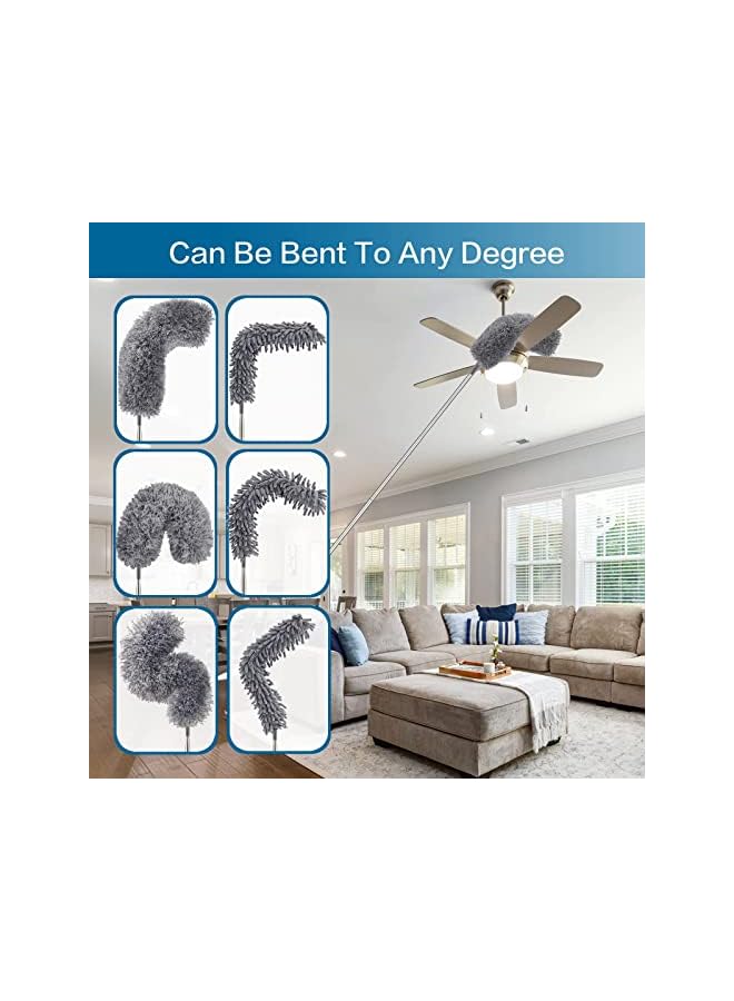 erorex Dusters for Cleaning High Ceiling Fan, Microfiber Duster with Extension Pole 30-100 Inches, Retractable Gap Dust Brush Cleaner Long Feather Duster for Cleaning Cobweb, Blinds, Furniture - Image 3