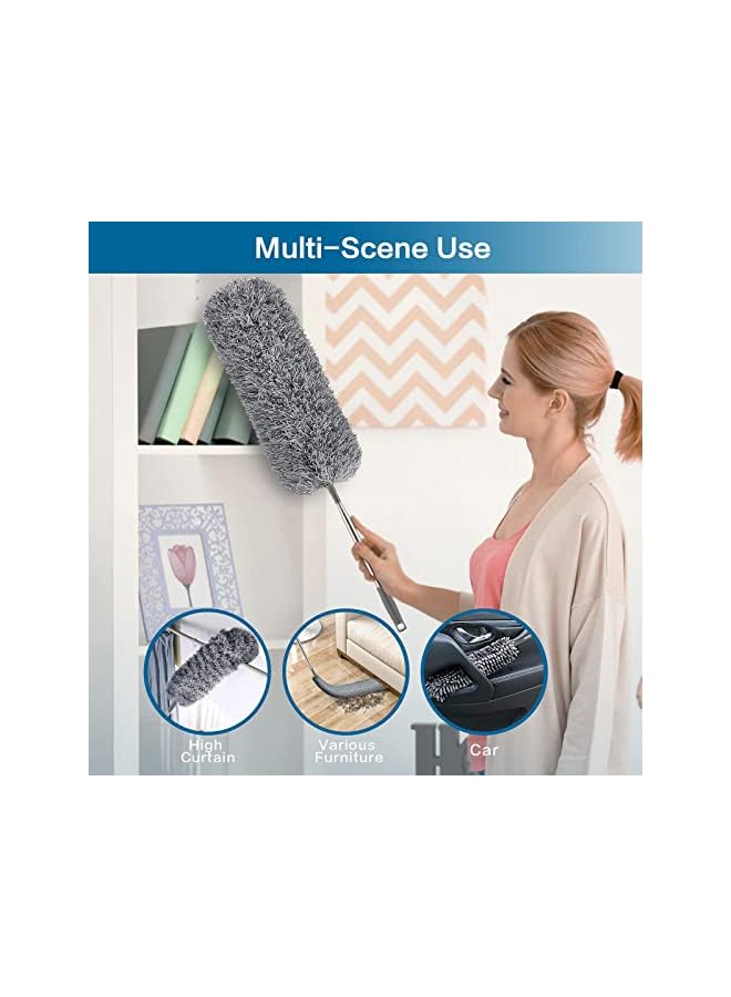 erorex Dusters for Cleaning High Ceiling Fan, Microfiber Duster with Extension Pole 30-100 Inches, Retractable Gap Dust Brush Cleaner Long Feather Duster for Cleaning Cobweb, Blinds, Furniture - Image 2