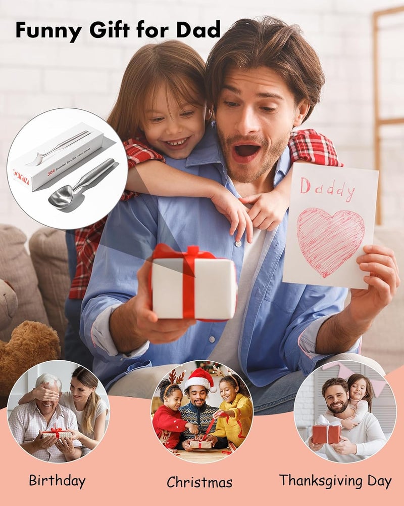 OYV Funny Gifts for Dad, Dad's Ice Cream Shovel Scoop - Stainless Steel Engraved Scoop for Dad, Fathers Day Gifts from Daughter/Son, Heavy Duty Ice Cream Scooper with Dishwasher Safe, Dad Birthday Gift - Image 1