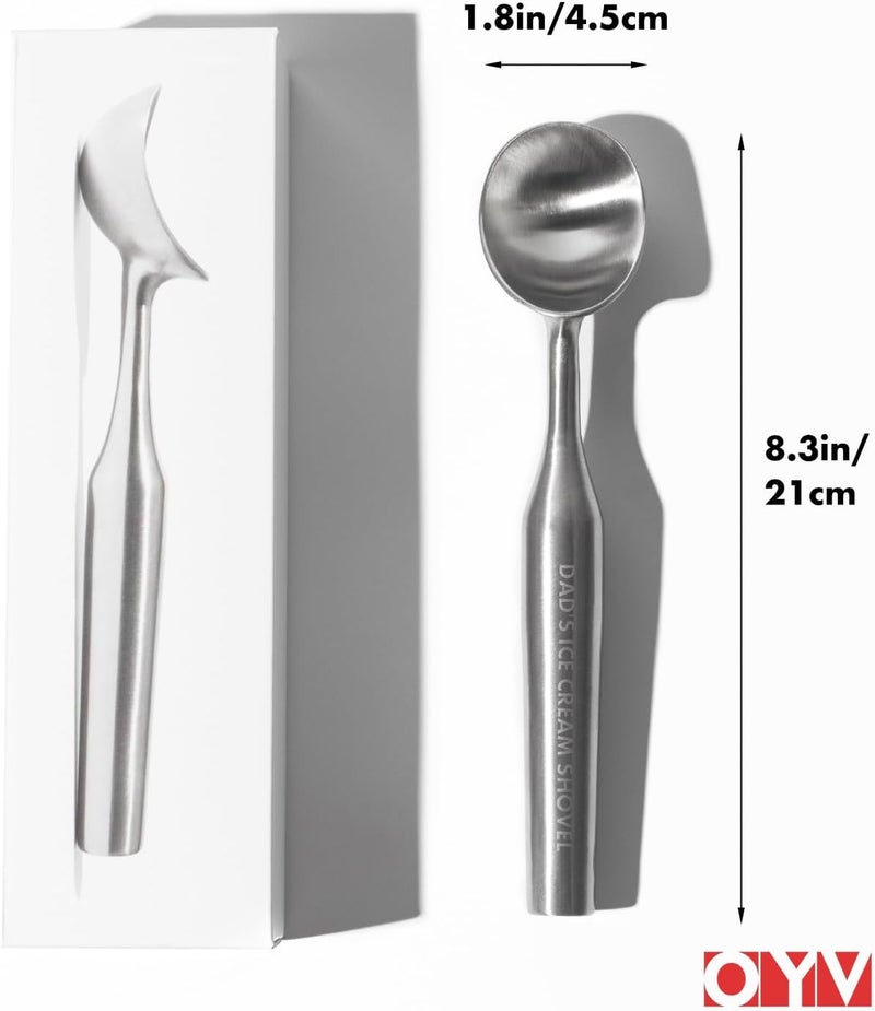 OYV Funny Gifts for Dad, Dad's Ice Cream Shovel Scoop - Stainless Steel Engraved Scoop for Dad, Fathers Day Gifts from Daughter/Son, Heavy Duty Ice Cream Scooper with Dishwasher Safe, Dad Birthday Gift - Image 5