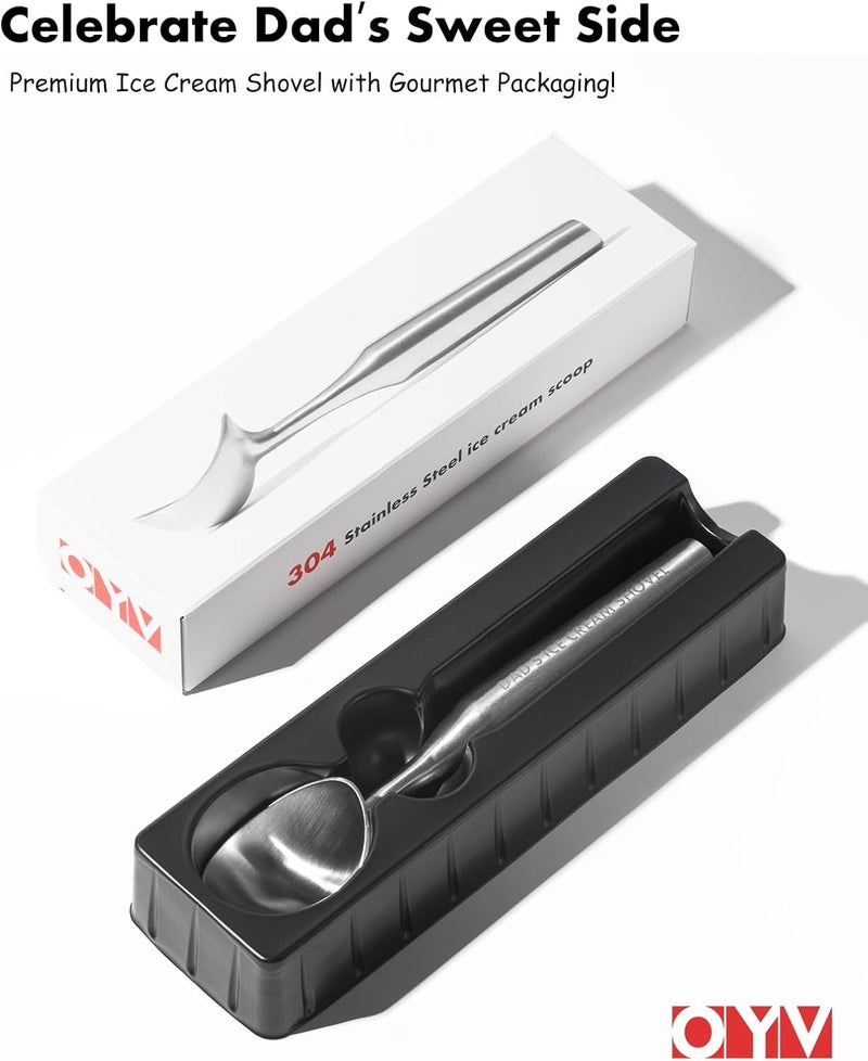 OYV Funny Gifts for Dad, Dad's Ice Cream Shovel Scoop - Stainless Steel Engraved Scoop for Dad, Fathers Day Gifts from Daughter/Son, Heavy Duty Ice Cream Scooper with Dishwasher Safe, Dad Birthday Gift - Image 2