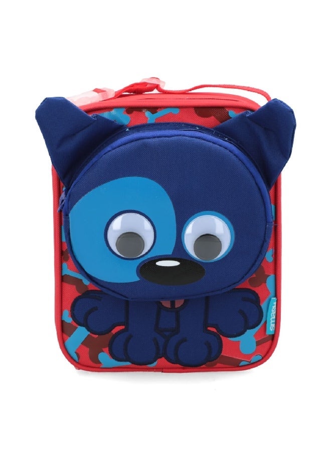 Smash 3D Dog Detail Zipper Closure Durable Lightweight Lunch Bag Red and Blue 27 x 21 x 11 cm 34264 - Image 1