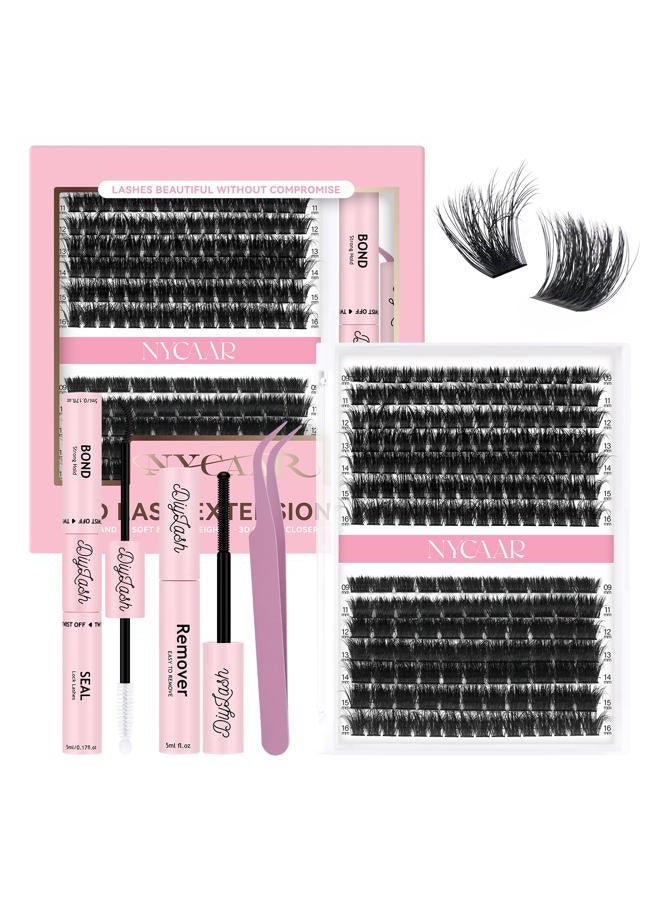 NYCAAR Lash Clusters 3D Effect Individual Lashes Kit NYCAAR 189pcs 100D200D D Curl 9-16MIX Eyelash Clusters Wispy Lashes Fluffy Cluster Lashes Kit with Lash Glue Remover Applicator Easy to Use for Beginners - Image 1