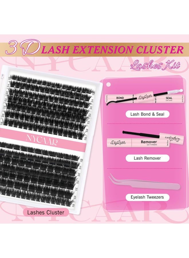 NYCAAR Lash Clusters 3D Effect Individual Lashes Kit NYCAAR 189pcs 100D200D D Curl 9-16MIX Eyelash Clusters Wispy Lashes Fluffy Cluster Lashes Kit with Lash Glue Remover Applicator Easy to Use for Beginners - Image 2