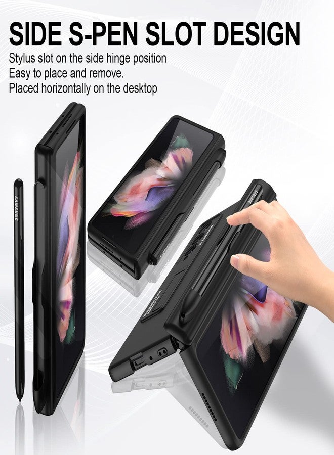 COCOING for Samsung Galaxy Z Fold 3 Case with Pen Holder,Special Hinge Protection case with Screen Protector,Built-in Magnetic Stand,for Samsung Z Fold 3 5G (Black) - Image 3