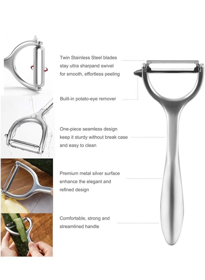 BELLSBERRY قشارة خضار مزدوجة فاخرة - قاطع على شكل Y من الفولاذ المقاوم للصدأ للفواكه والبطاطس والمزيد - Image 2