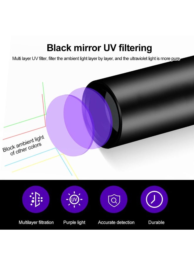 مصباح يدوي أسود للأشعة فوق البنفسجية 365 نانومتر متعدد الوظائف لمصادقة العملات المعدنية للكشف عن بول الحيوانات الأليفة واختبار عامل الفلورسنت - Image 4