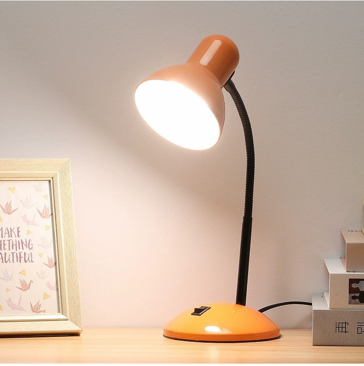 Table Lamp LED metal iron bedroom children student special eye protection desk office gift simple folding table lamp Orange