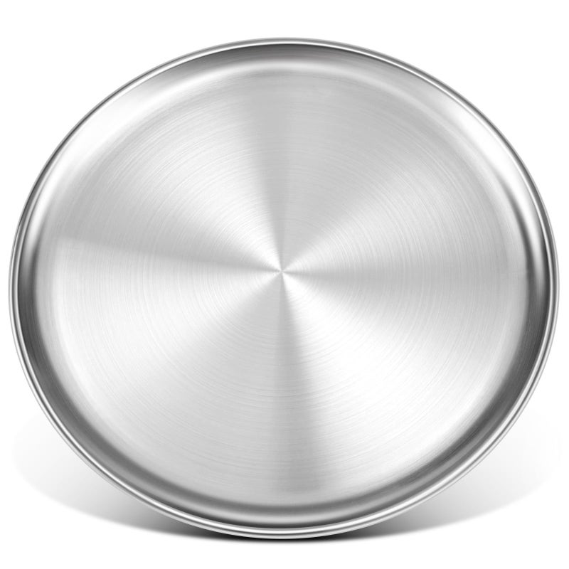 Stainless Steel Pizza Pan: Silver Round Pizza Tray - Heavy-Duty Pizza Baking Sheet for Home Oven Baking