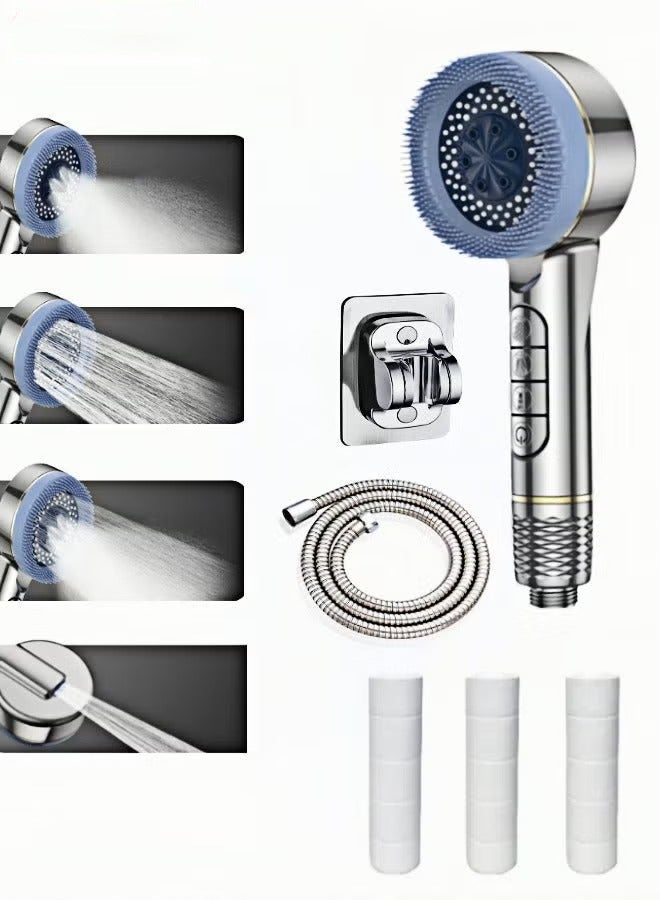 HOMESTAR Shower Head with Handheld, Heads High Pressure, Filtered Hose, Bracket, and 3 Cotton Filters - Image 1