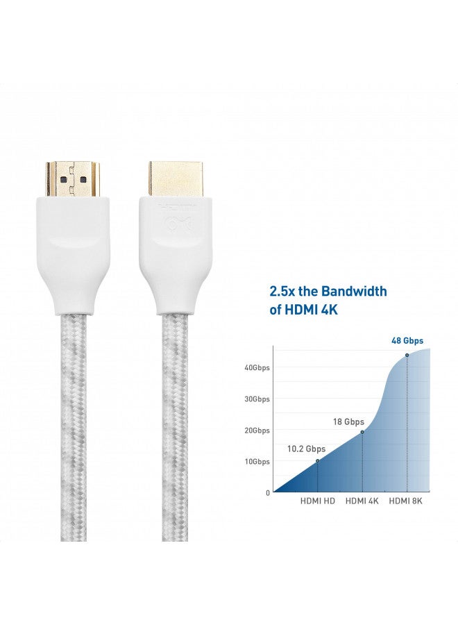 Cable Matters [Ultra High Speed HDMI Certified] Braided 48Gbps 8K HDMI Cable 3.3 ft / 1m with 8K@60Hz, 4K @240Hz and HDR Support for PS5, Xbox Series X/S, RTX3080 / 3090, Apple TV and More in White - Image 4