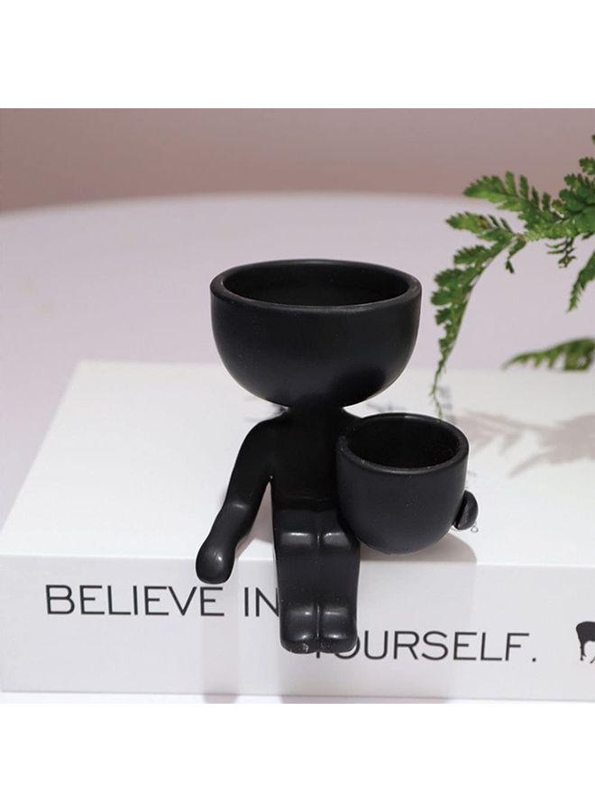 Human Shaped Succulent Ceramic Flower Pot Vase Black One Size - Image 2