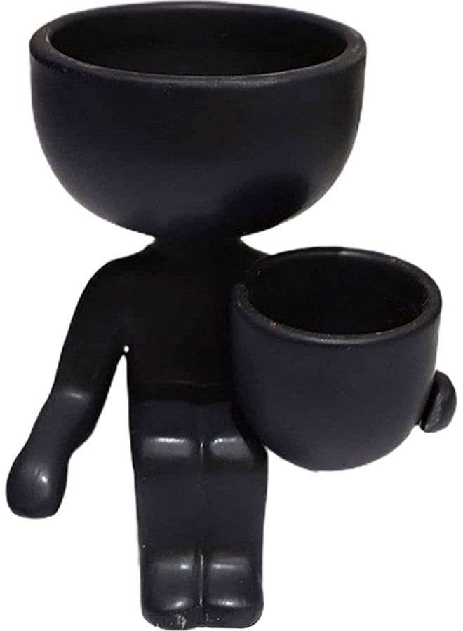 Human Shaped Succulent Ceramic Flower Pot Vase Black One Size - Image 1