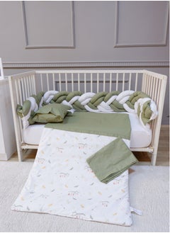 FUN MOMENT Baby Bed Braided Bassinet with Quilt, Pillow and Sheet  - Image 1