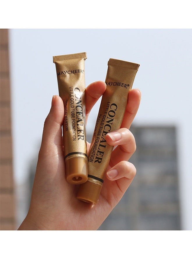 مايتشير كريم أساس أنبوب ذهبي صغير - خافي عيوب تغطية كاملة مقاوم للماء مقاوم للعرق احترافي طويل الأمد لتفتيح تحت العين خافي عيوب لتغطية حب الشباب والنمش للنساء (# 01) - Image 5