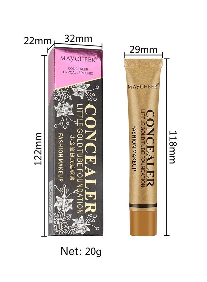 مايتشير كريم أساس أنبوب ذهبي صغير - خافي عيوب تغطية كاملة مقاوم للماء مقاوم للعرق احترافي طويل الأمد لتفتيح تحت العين خافي عيوب لتغطية حب الشباب والنمش للنساء (# 01) - Image 3
