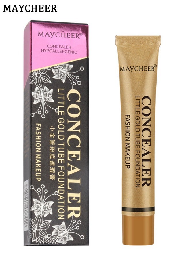 مايتشير كريم أساس أنبوب ذهبي صغير - خافي عيوب تغطية كاملة مقاوم للماء مقاوم للعرق احترافي طويل الأمد لتفتيح تحت العين خافي عيوب لتغطية حب الشباب والنمش للنساء (# 01) - Image 1
