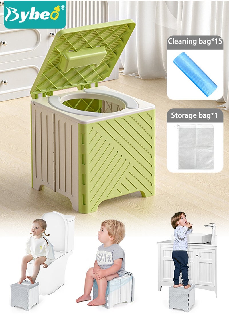 Bybeo Portable Toddler Potty Seat, Kids Training Toilet Chair, Child Travel Potty, Baby Potty Training Seat for Travel, Car Camping, Indoor Outdoor with 15pcs Clean Bag and a Storage Bag  - Image 1
