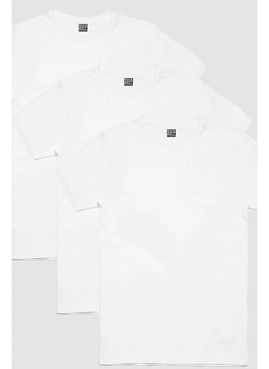 Rock&Roll Plain, Unpainted White Men's 3-Piece Eco Pack T-Shirt