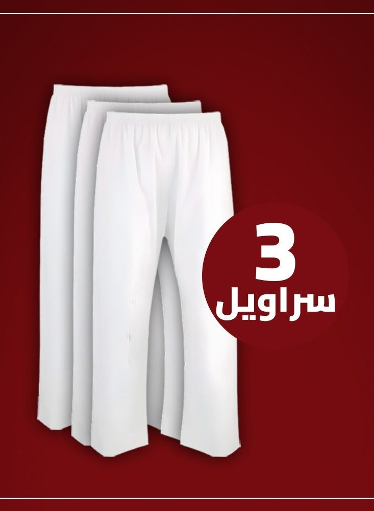 Lebbson Men's White Long Underwear without Seat(35% Cotton, 65% Polyester) 3PC - Image 1