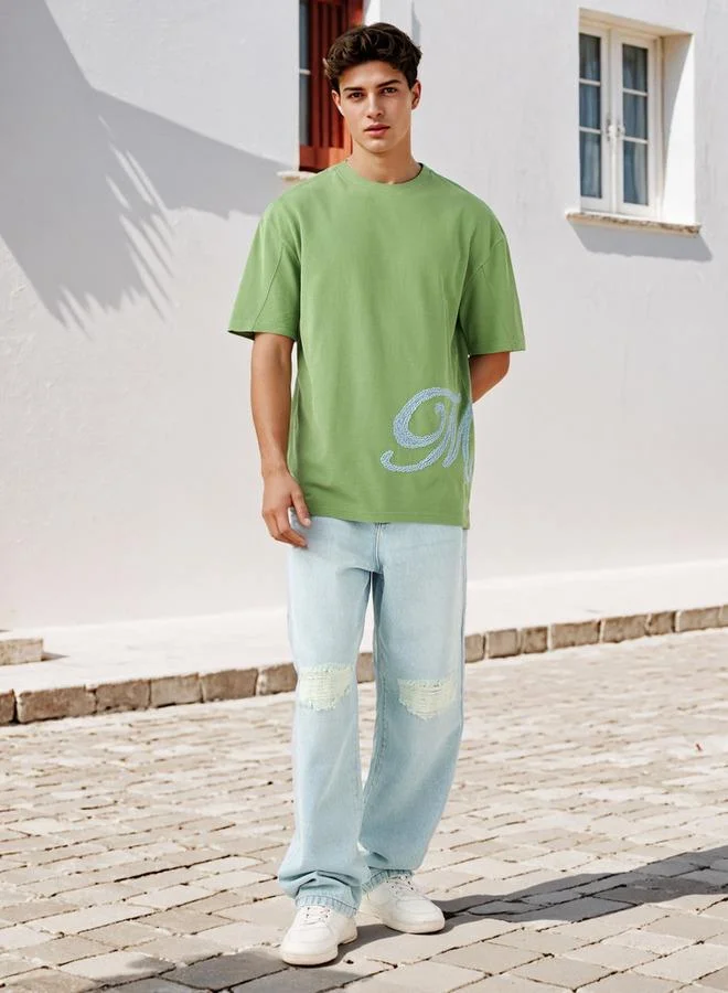 لي كوبر تيشيرت لي كوبر مطرز جانبيًا