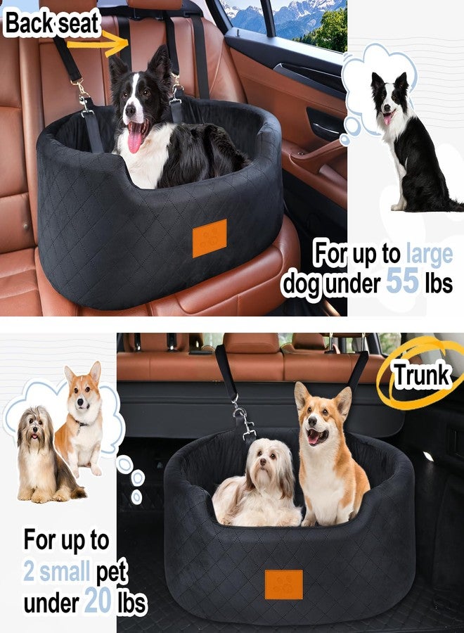 Feporen Dog Car Seat for Medium Dogs Up to 50 lbs, Pet Booster Seat for Cars SUVs and Trucks, Travel Dog Bed with Safety Strap, Thick Cushion, Non-Slip Base, Washable and Portable (Black) - Image 2