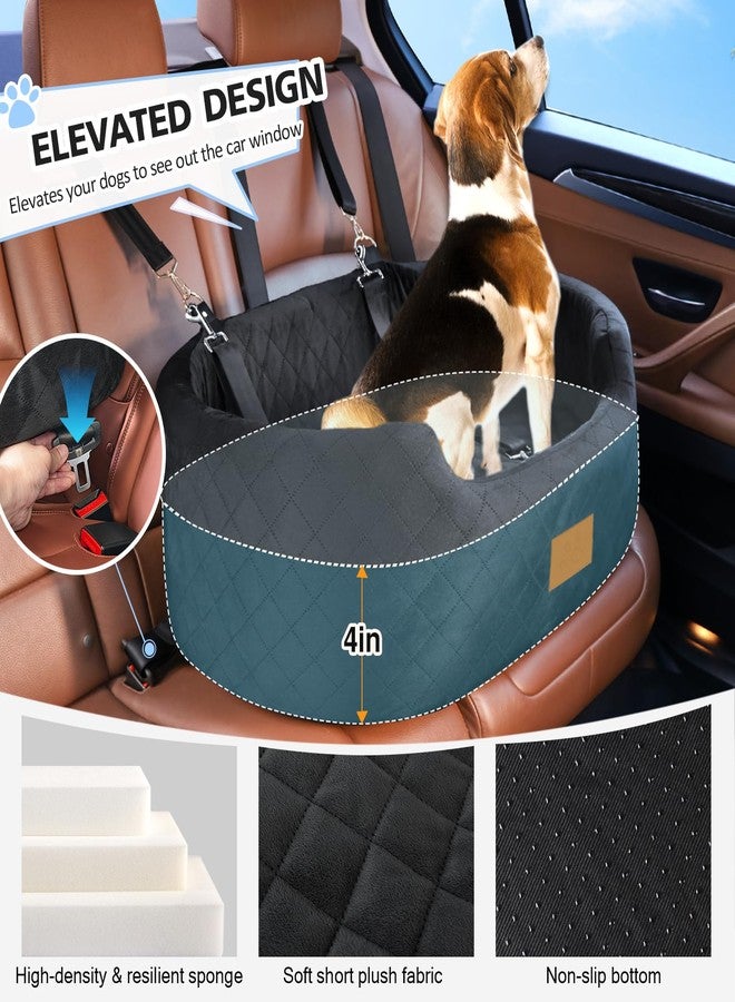 Feporen Dog Car Seat for Medium Dogs Up to 50 lbs, Pet Booster Seat for Cars SUVs and Trucks, Travel Dog Bed with Safety Strap, Thick Cushion, Non-Slip Base, Washable and Portable (Black) - Image 3