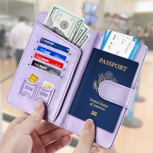 Herain Light Purple Passport Holder for Travel Cruise Essentials, Passport Wallet Cover Case Women Men Family, RFID Passports Book Holders Travel Gifts Accessories Vacation Must Haves - Image 2