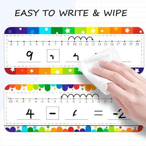 CUDICY 32 Pack Number Line Dry Erase White Board Double Sided Classroom Must Haves Math Manipulatives Teacher Supplies for Kindergarten Elementary Special Education Students Homeschool 12"x4" - Image 3