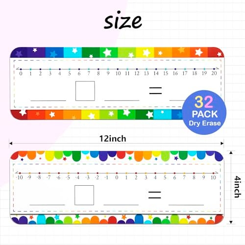 CUDICY 32 Pack Number Line Dry Erase White Board Double Sided Classroom Must Haves Math Manipulatives Teacher Supplies for Kindergarten Elementary Special Education Students Homeschool 12"x4" - Image 5