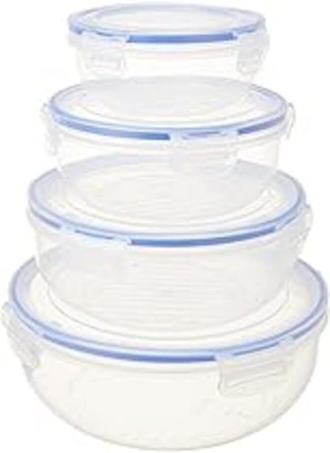 Clear plastic round refrigerator gasket lid set 4 pieces (2.3l-1.4l-0.4l)- clear * blue