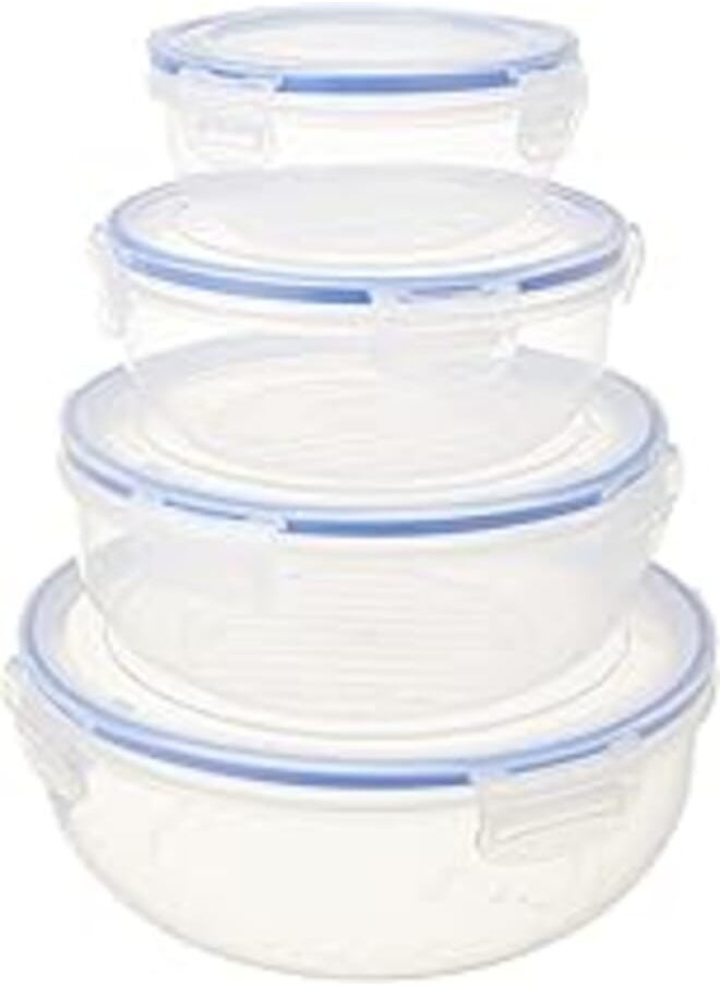 Bager - Clear plastic round refrigerator gasket lid set 4 pieces (2.3l-1.4l-0.4l)- clear * blue - Image 1