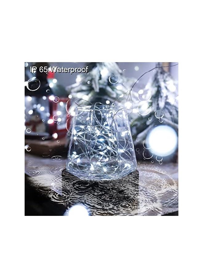 The Bros Solar String Lights for Outside, Fairy Lights Outdoor Waterproof, Cool White 2Pack Total 200LED 66Ft 8 Modes Mini Mini Small Solar Powered Lights for Christmas, Garden, Patio, Fence, Balcony  - Image 4